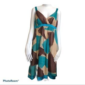 Sue Wong Printed V-Back Babydoll Dress Sz 10